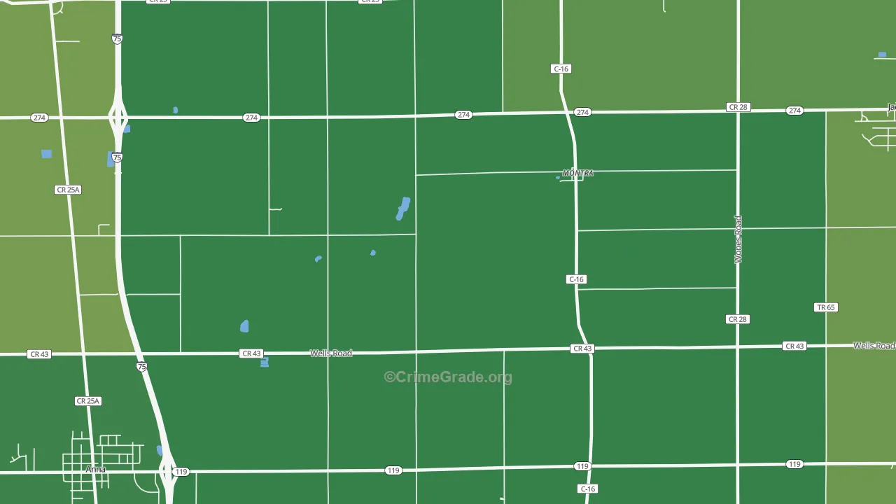Montra, OH Map of Vandalism Rates