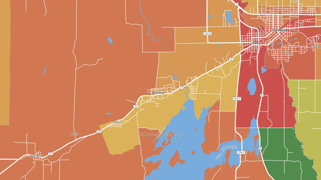 Montreal, WI Map of Vandalism Rates