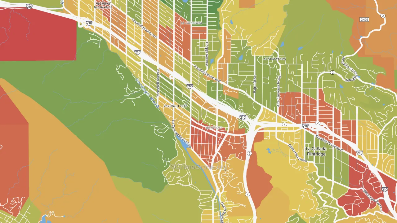 Montrose, CA Map of Vandalism Rates