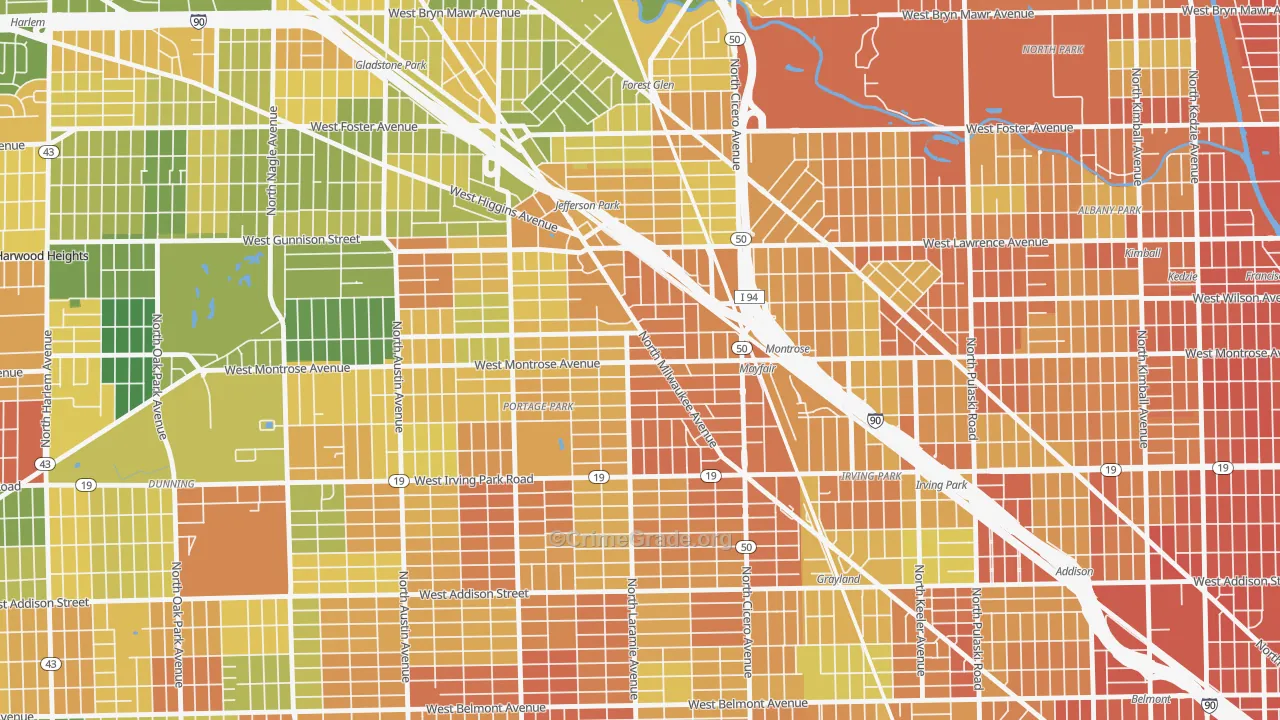 Montrose, Chicago, IL Map of Vandalism Rates
