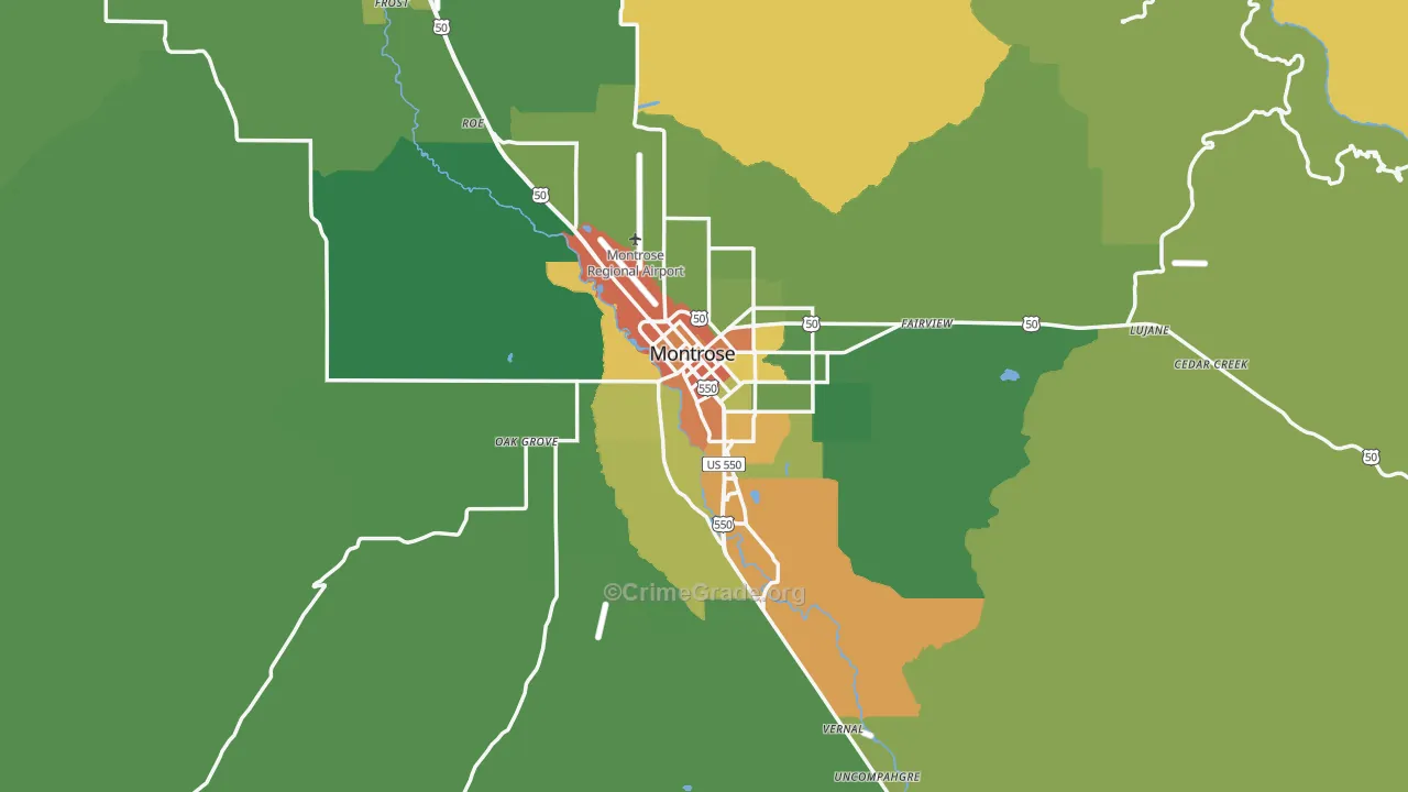 Montrose, CO Map of Vandalism Rates