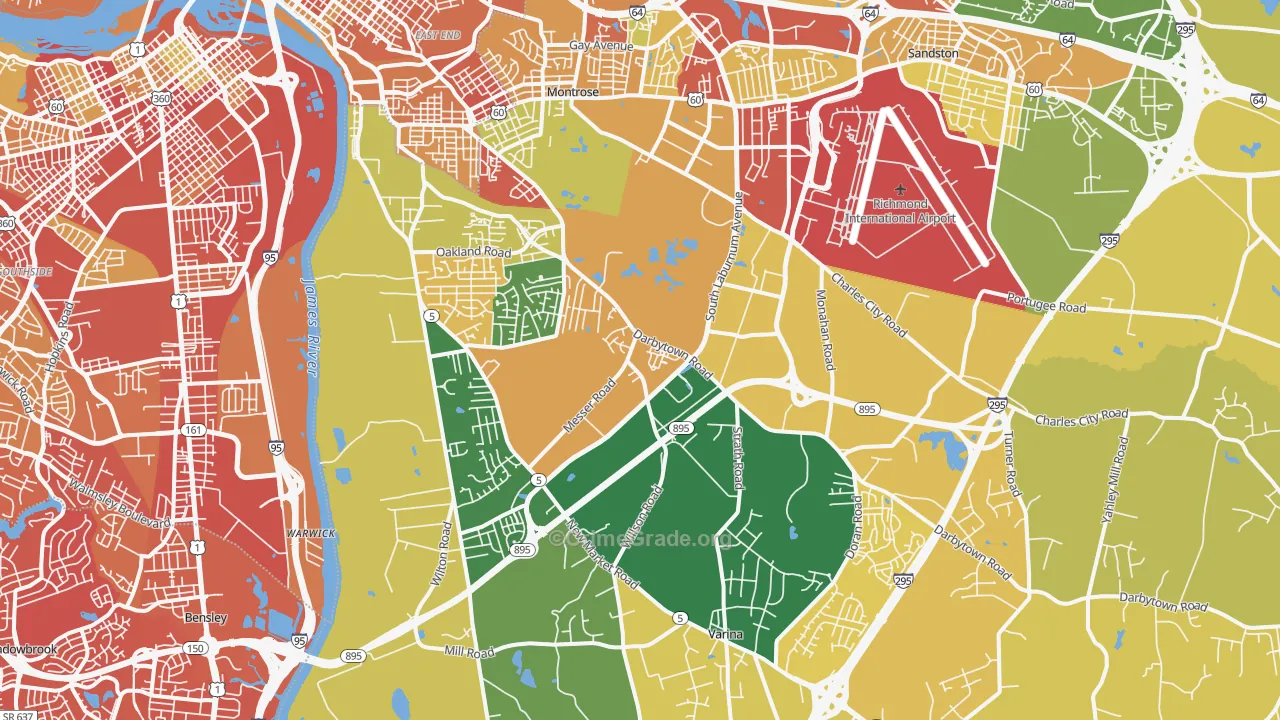 Montrose Heights, VA Map of Vandalism Rates