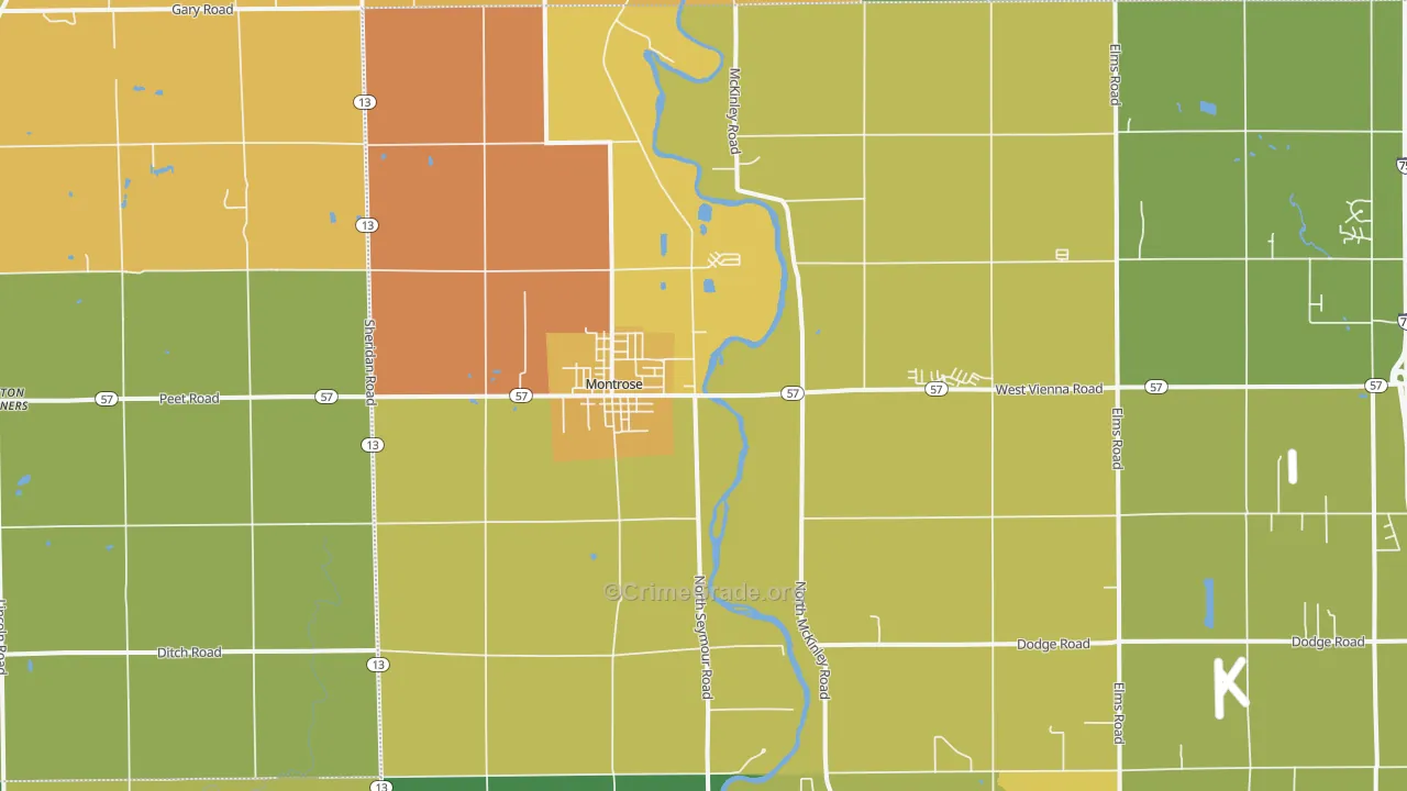 Montrose, MI Map of Vandalism Rates