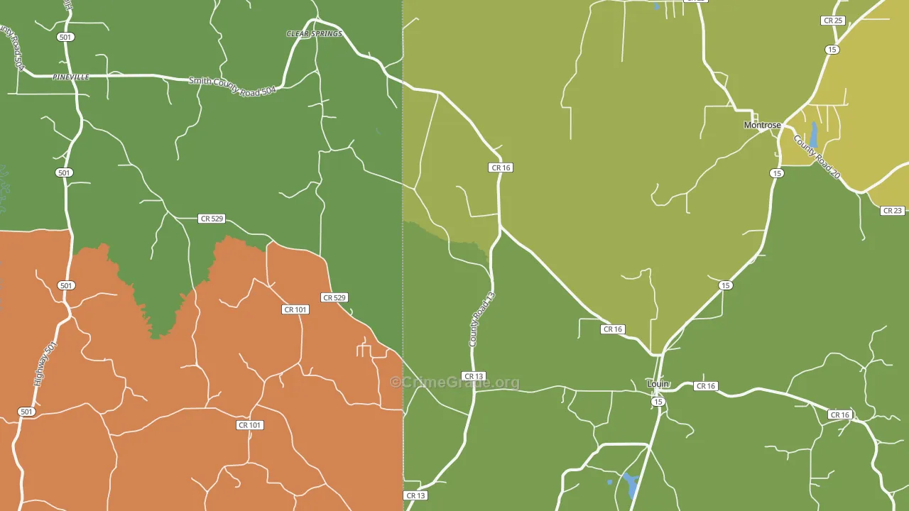 Montrose, MS Map of Vandalism Rates