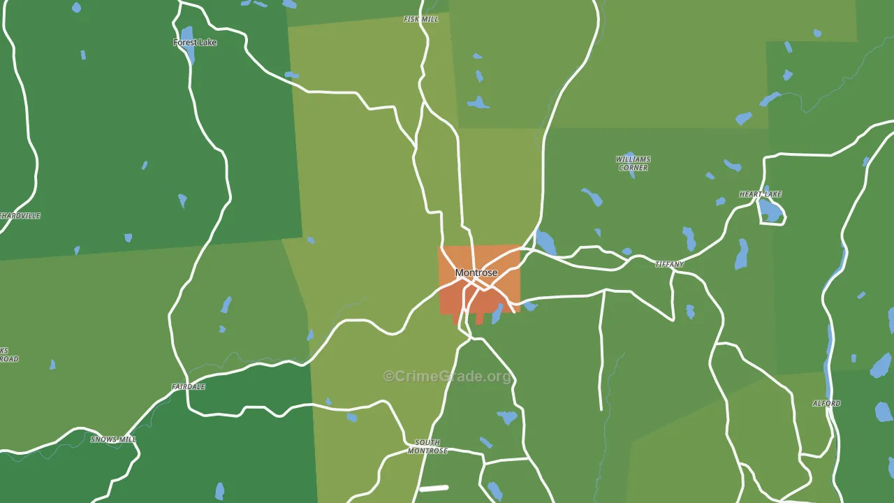 Montrose, PA Map of Vandalism Rates