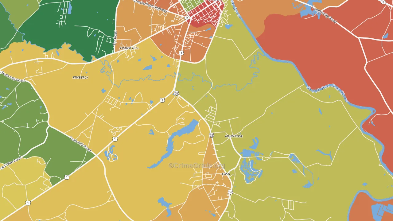 Montrose, SC Map of Vandalism Rates