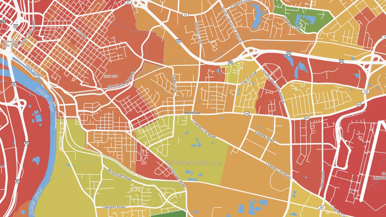 Montrose, VA Map of Vandalism Rates