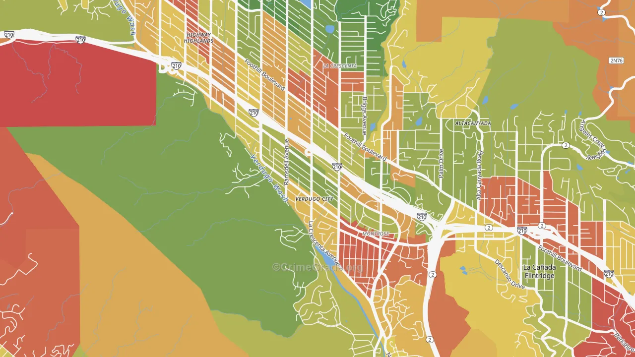 Montrose Verdugo City, La Crescenta, CA Map of Vandalism Rates
