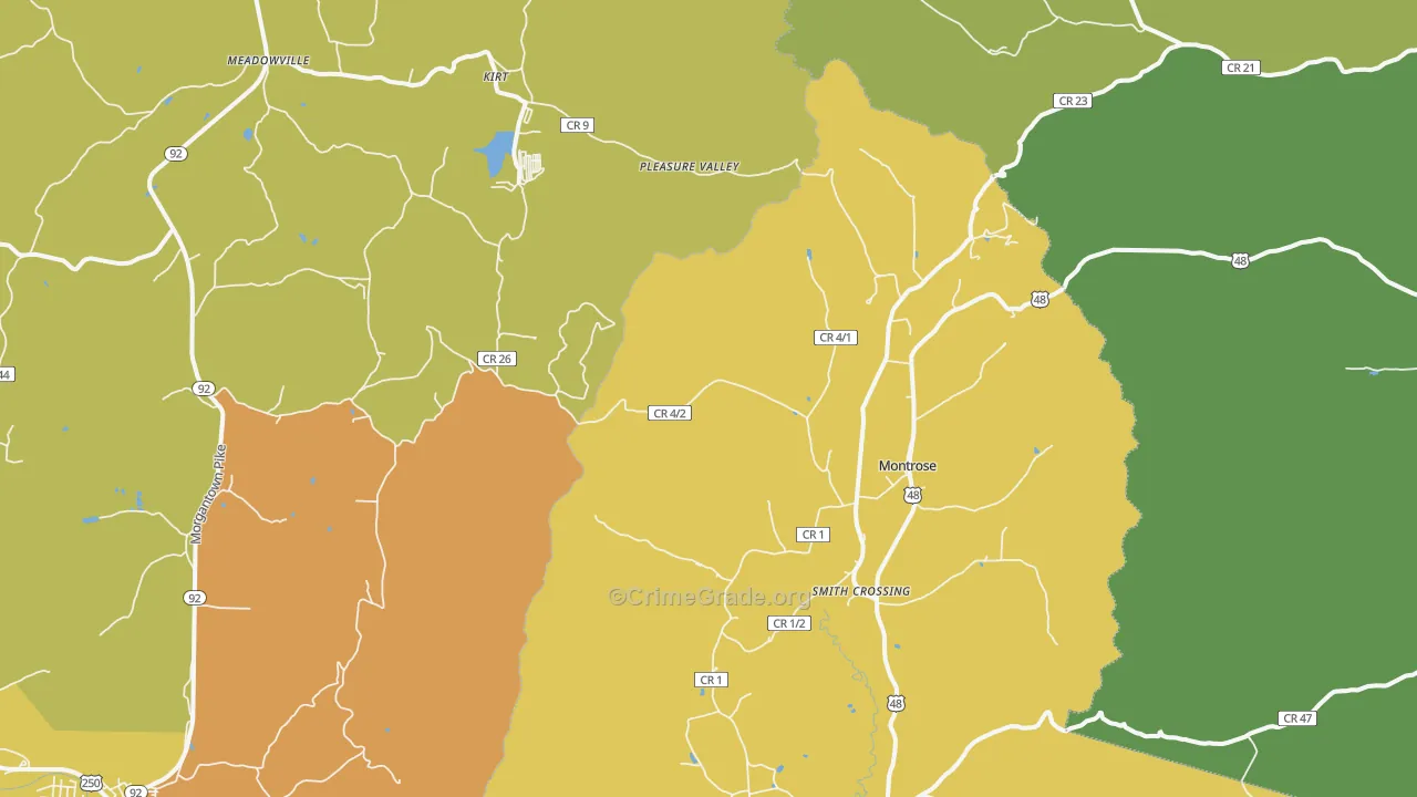 Montrose, WV Map of Vandalism Rates