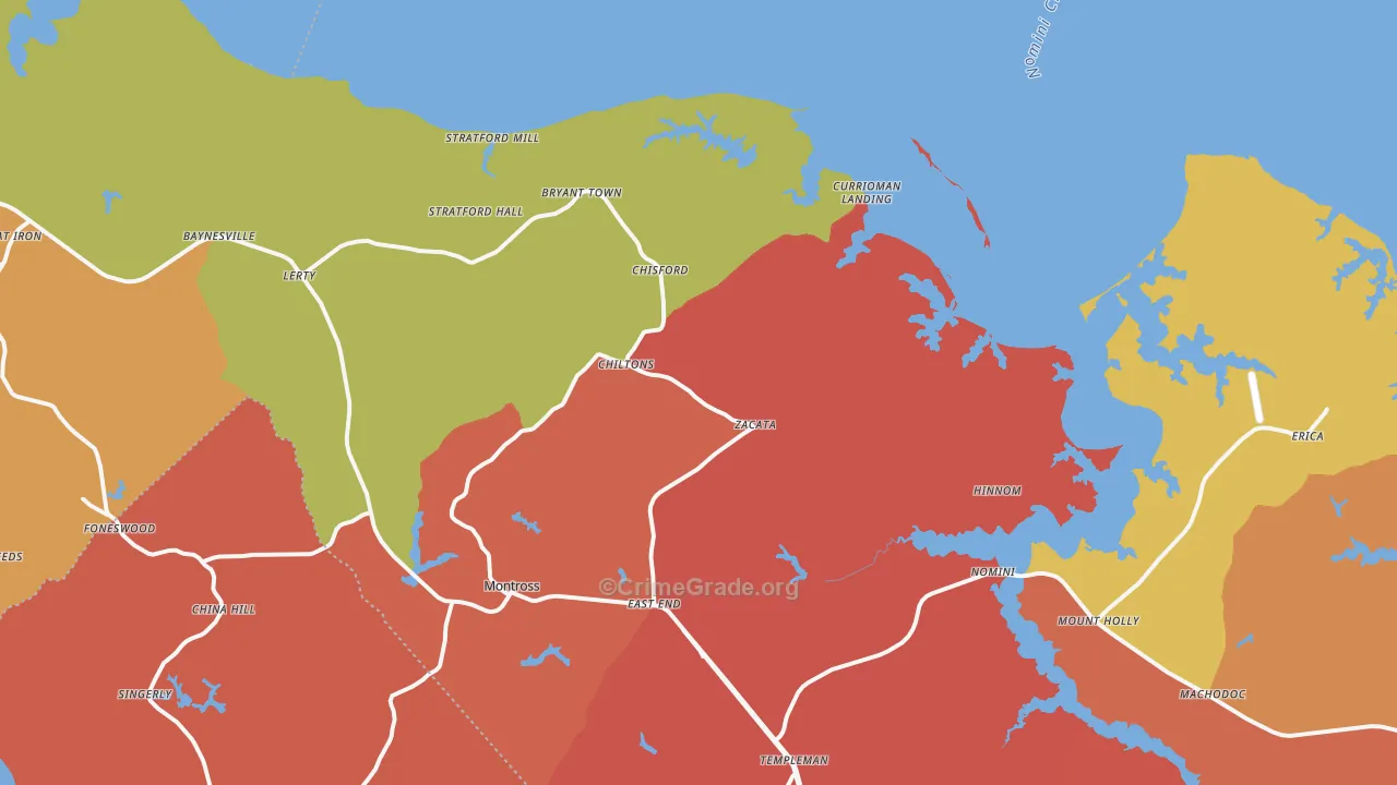 Montross, VA Map of Vandalism Rates