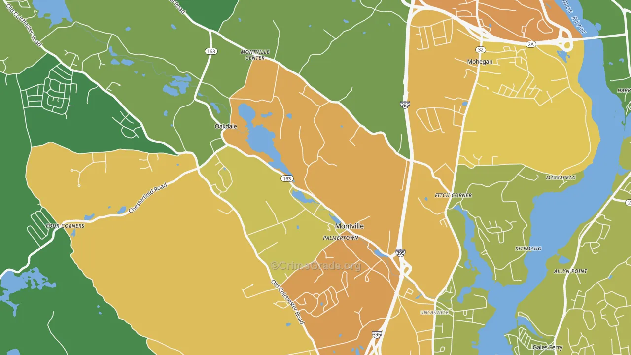 Montville, CT Map of Vandalism Rates