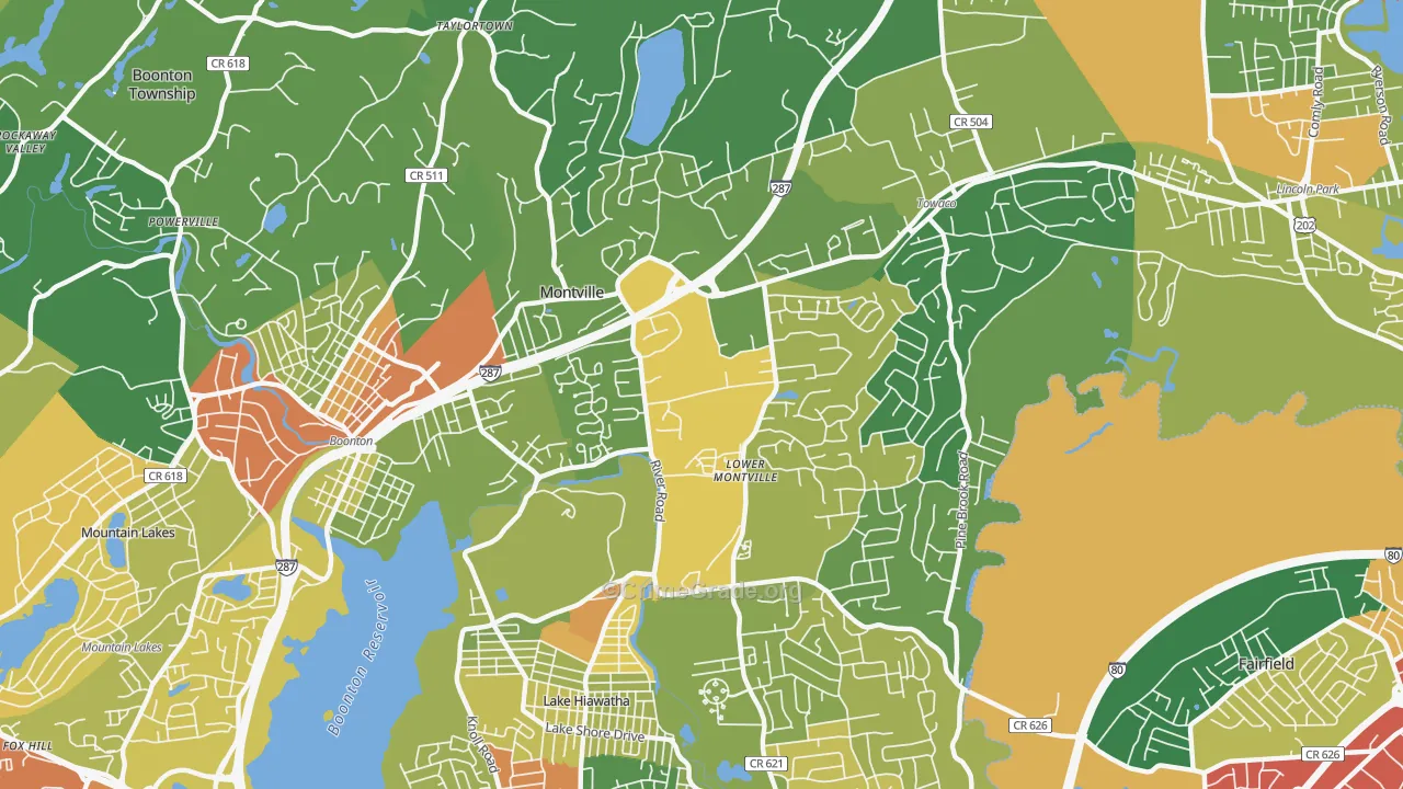 Montville, NJ Map of Vandalism Rates