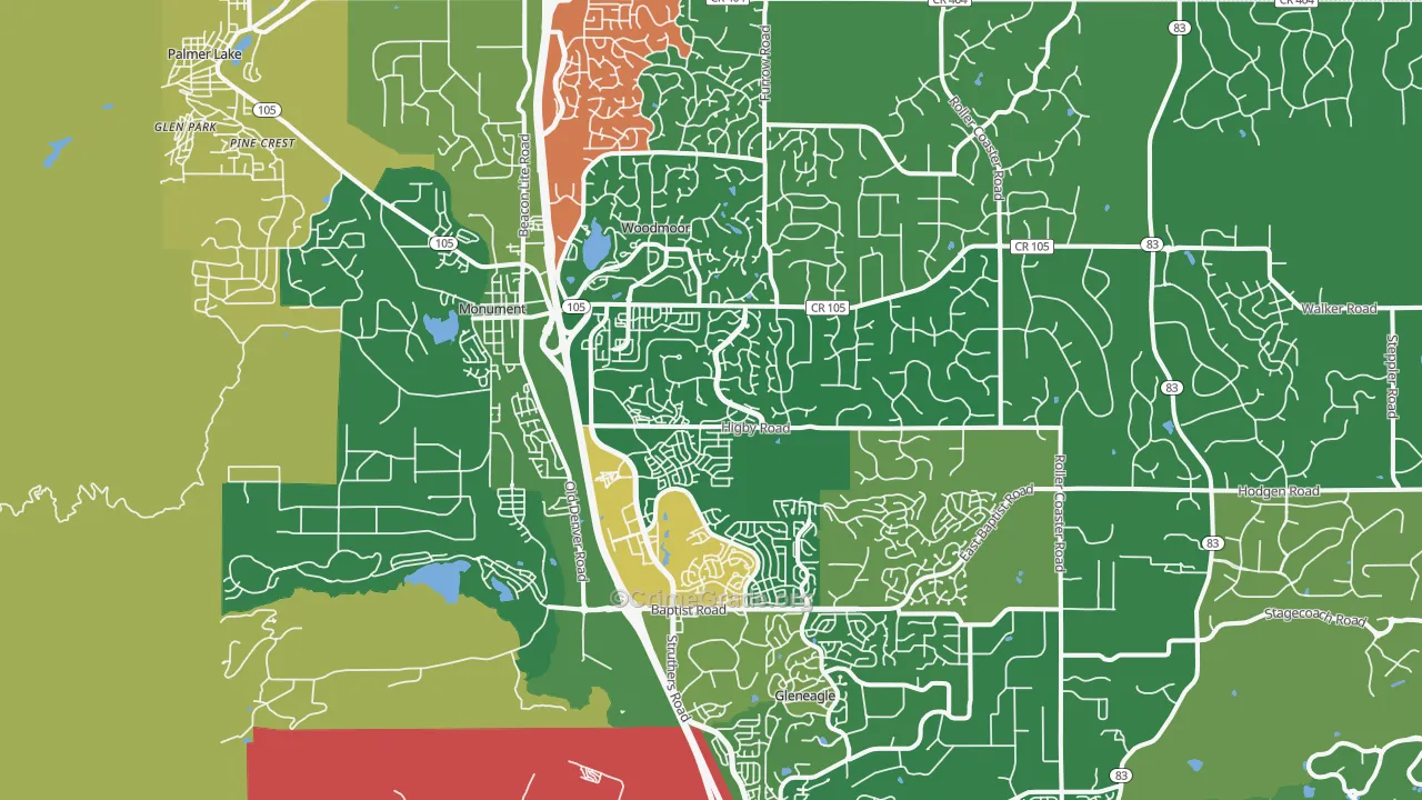 Monument, CO Map of Vandalism Rates