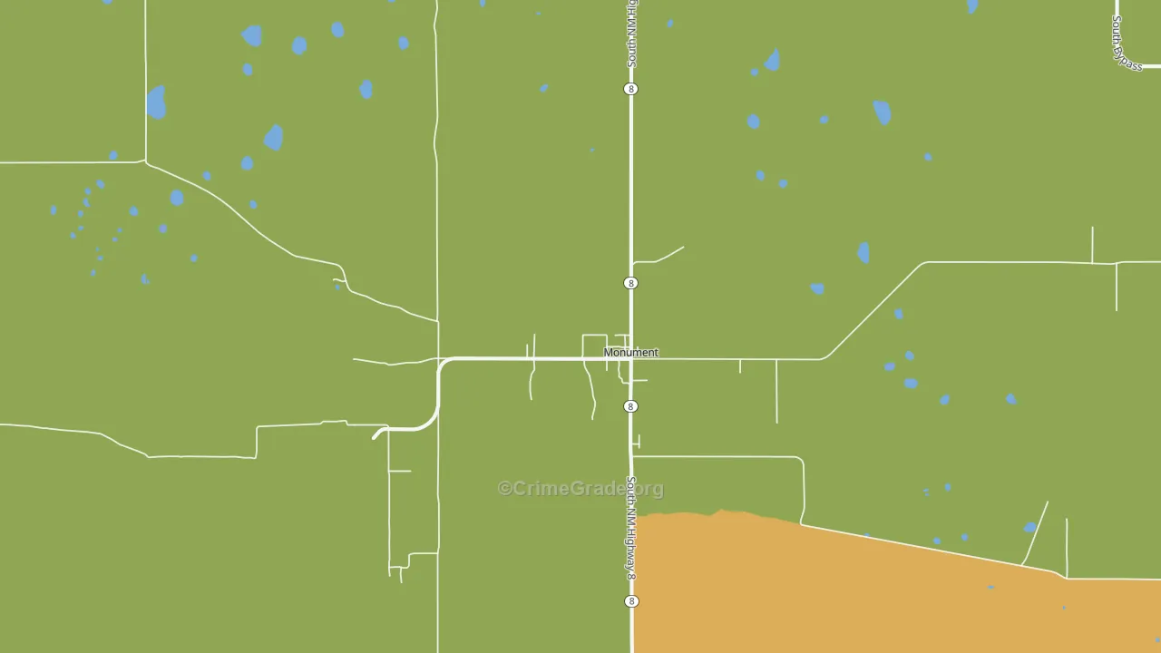 Monument, NM Map of Vandalism Rates