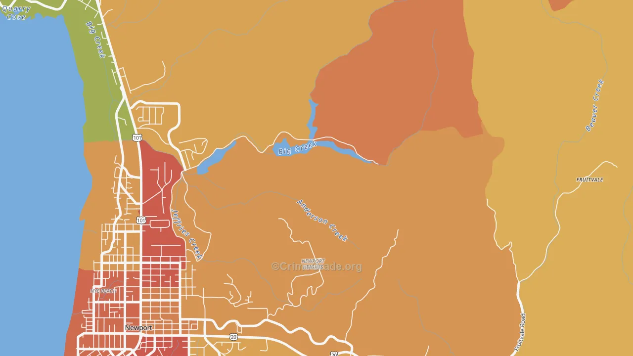 Moody, OR Map of Vandalism Rates