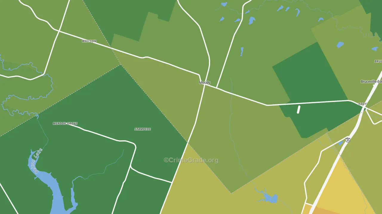 Moody, TX Map of Vandalism Rates