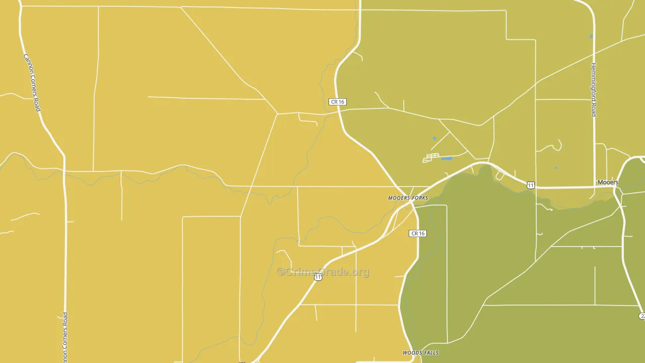 Mooers Forks, NY Map of Vandalism Rates