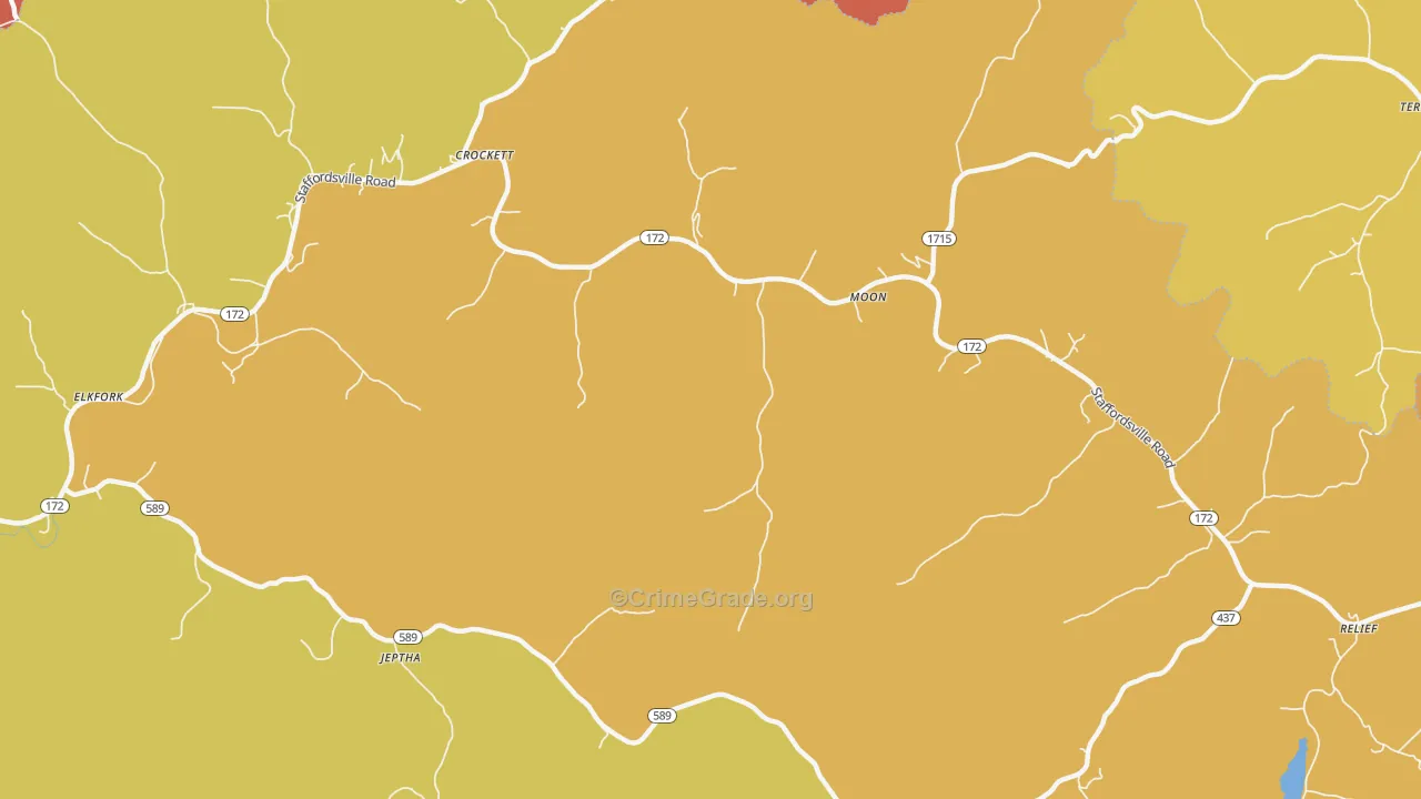 Moon, KY Map of Vandalism Rates