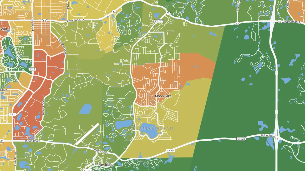Moon Lake Estates, Moon Lake, FL Map of Vandalism Rates