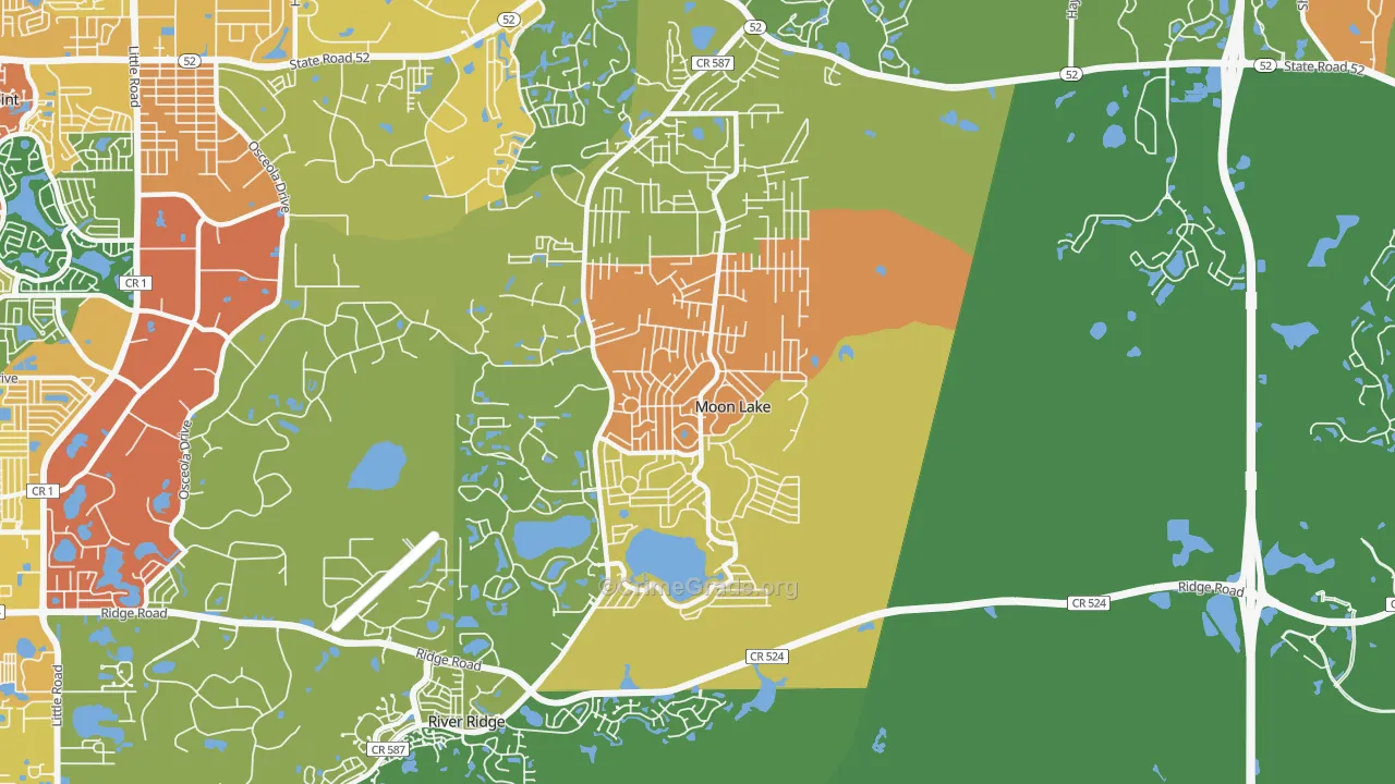 Moon Lake, FL Map of Vandalism Rates