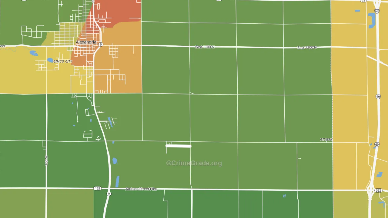 Moonville, IN Map of Vandalism Rates