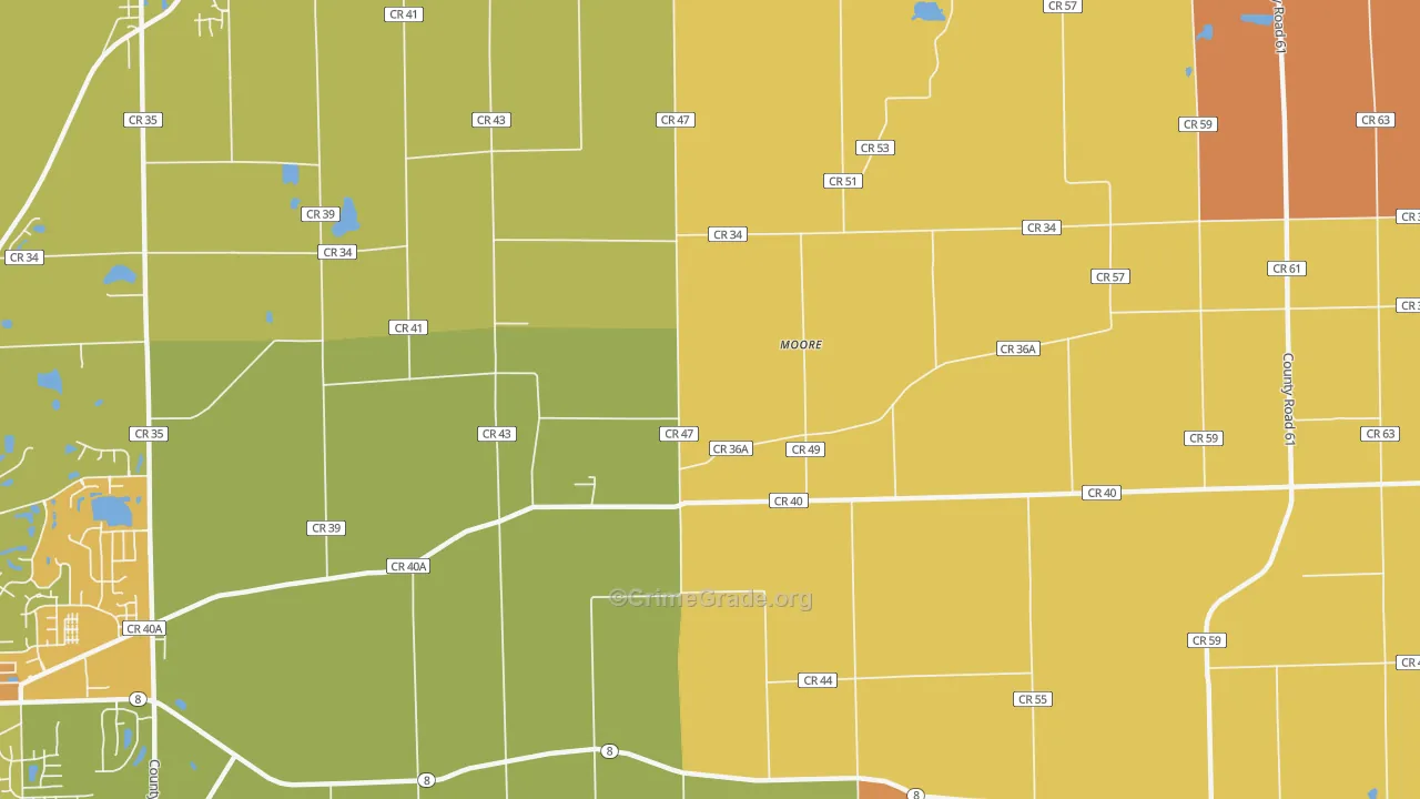 Moore, IN Map of Vandalism Rates