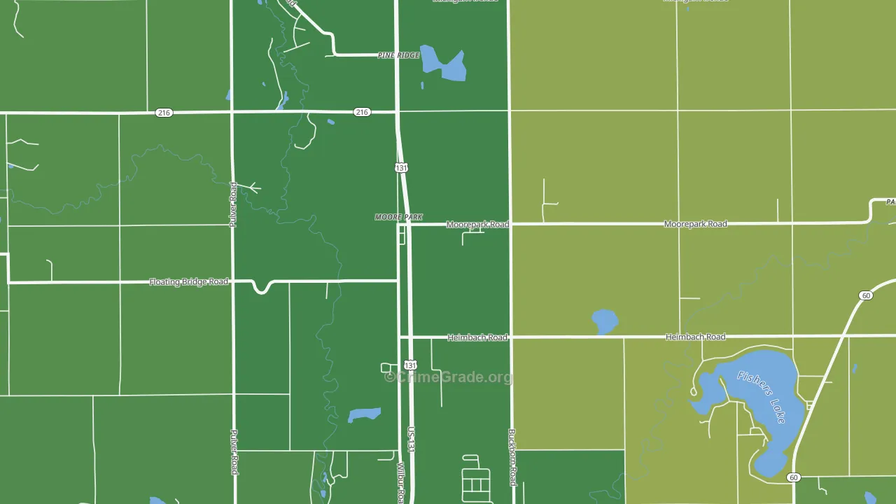 Moore Park, MI Map of Vandalism Rates