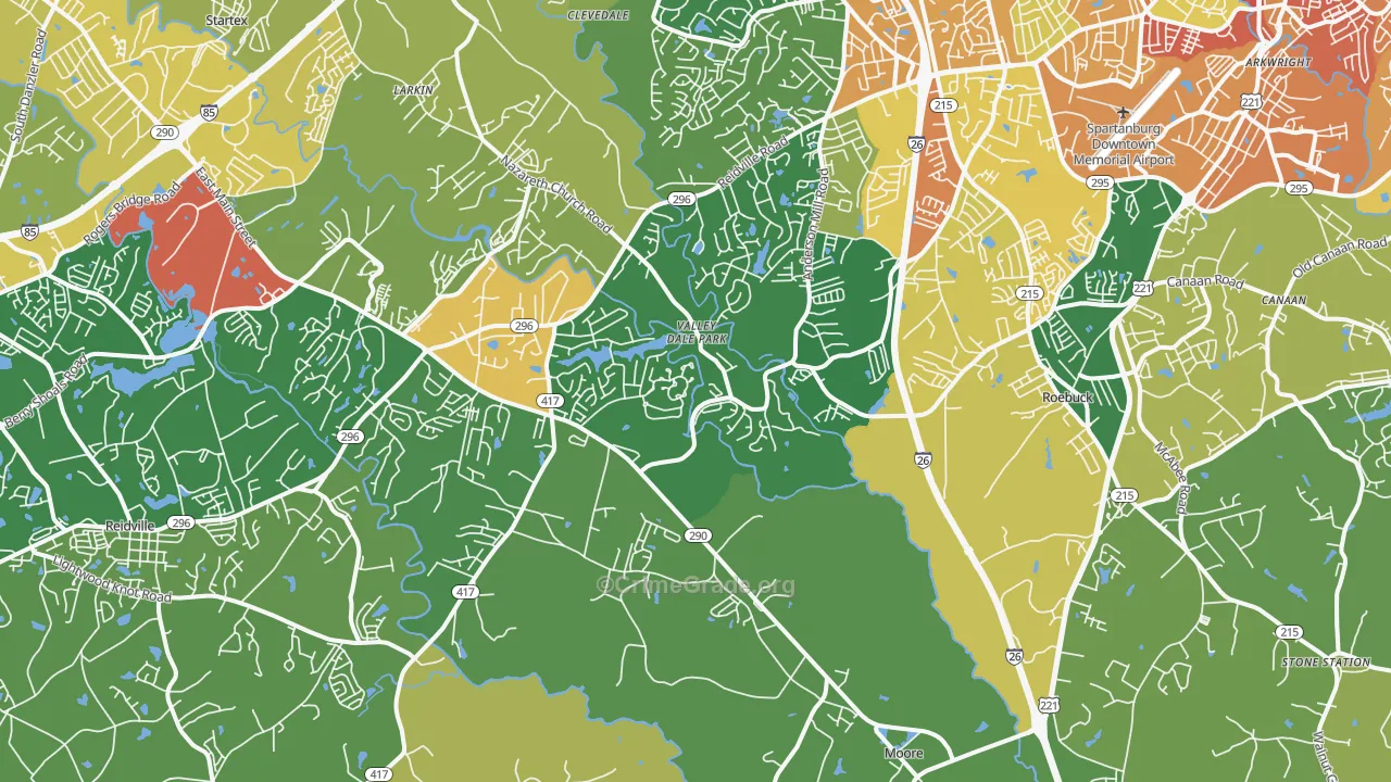 Moore, SC Map of Vandalism Rates