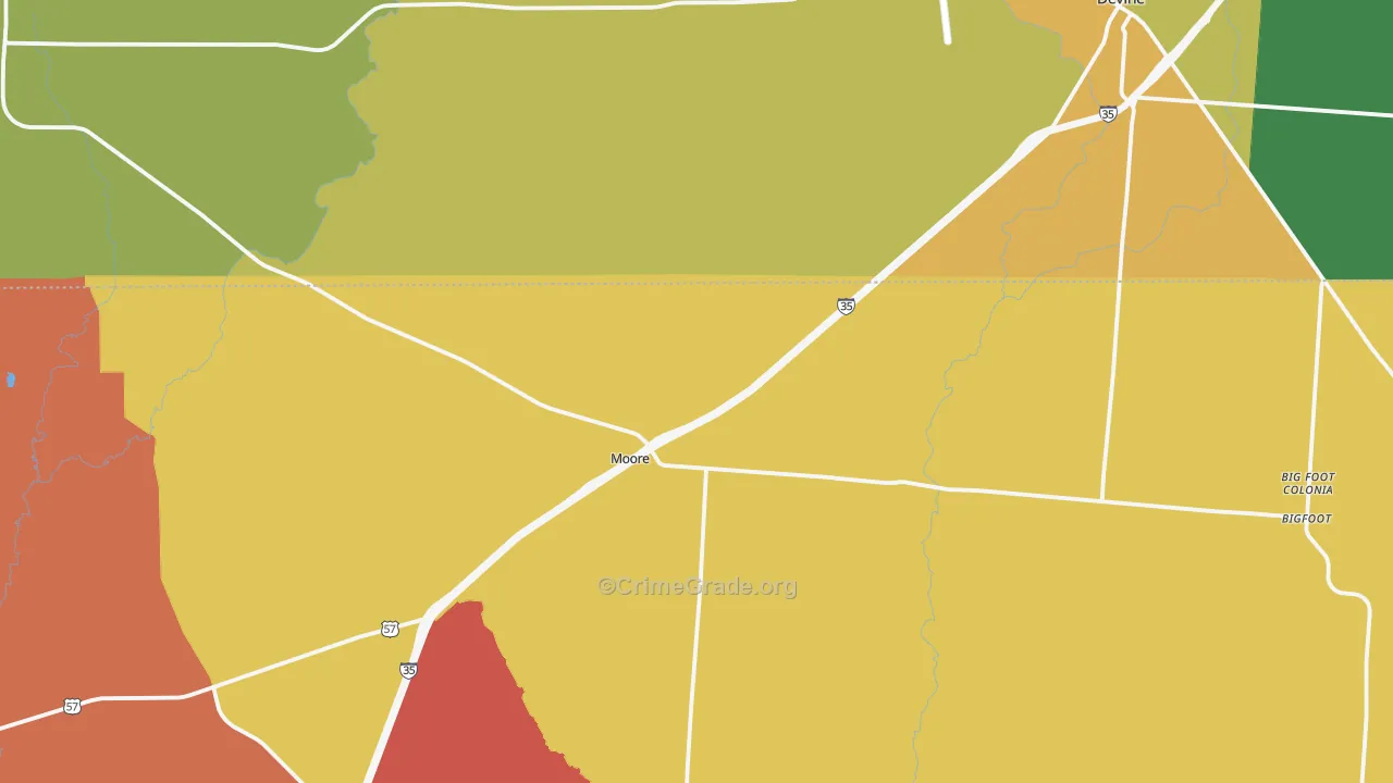 Moore, TX Map of Vandalism Rates
