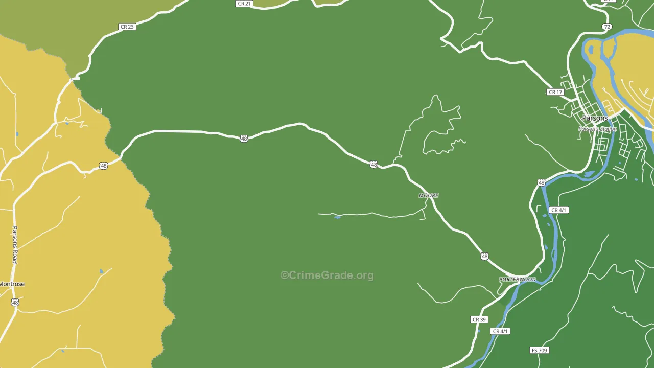 Moore, WV Map of Vandalism Rates