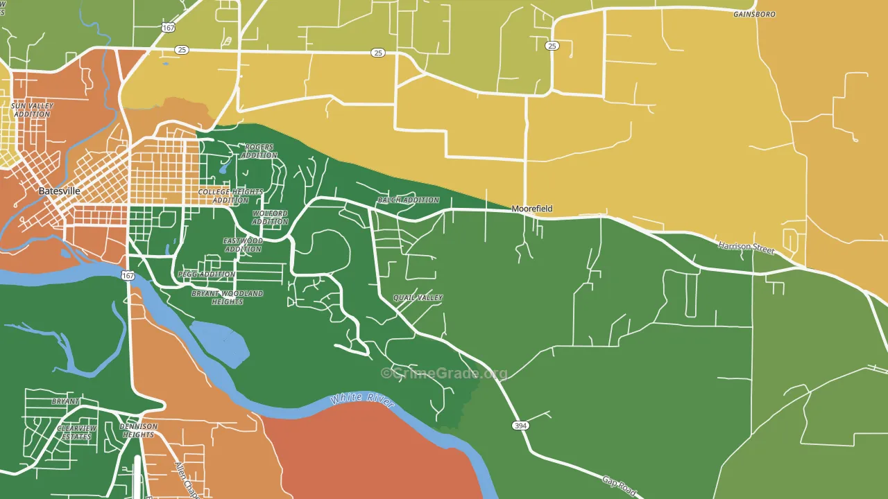 Moorefield, AR Map of Vandalism Rates