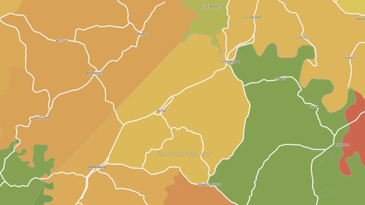 Moorefield, KY Map of Vandalism Rates