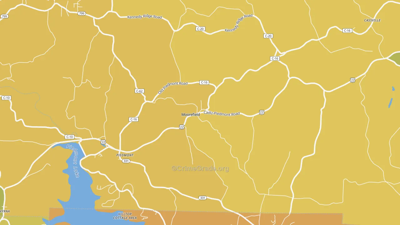 Moorefield, OH Map of Vandalism Rates
