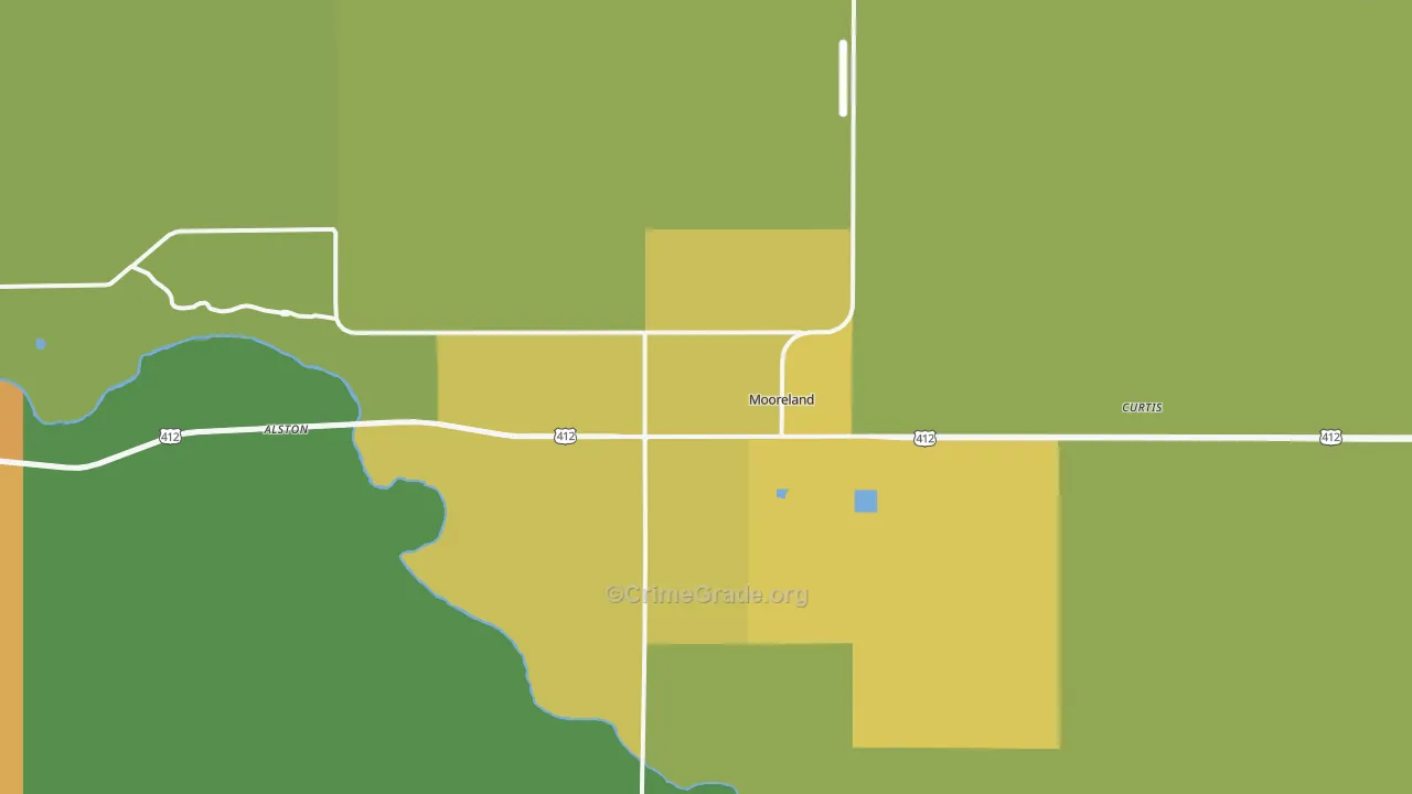 Mooreland, OK Map of Vandalism Rates