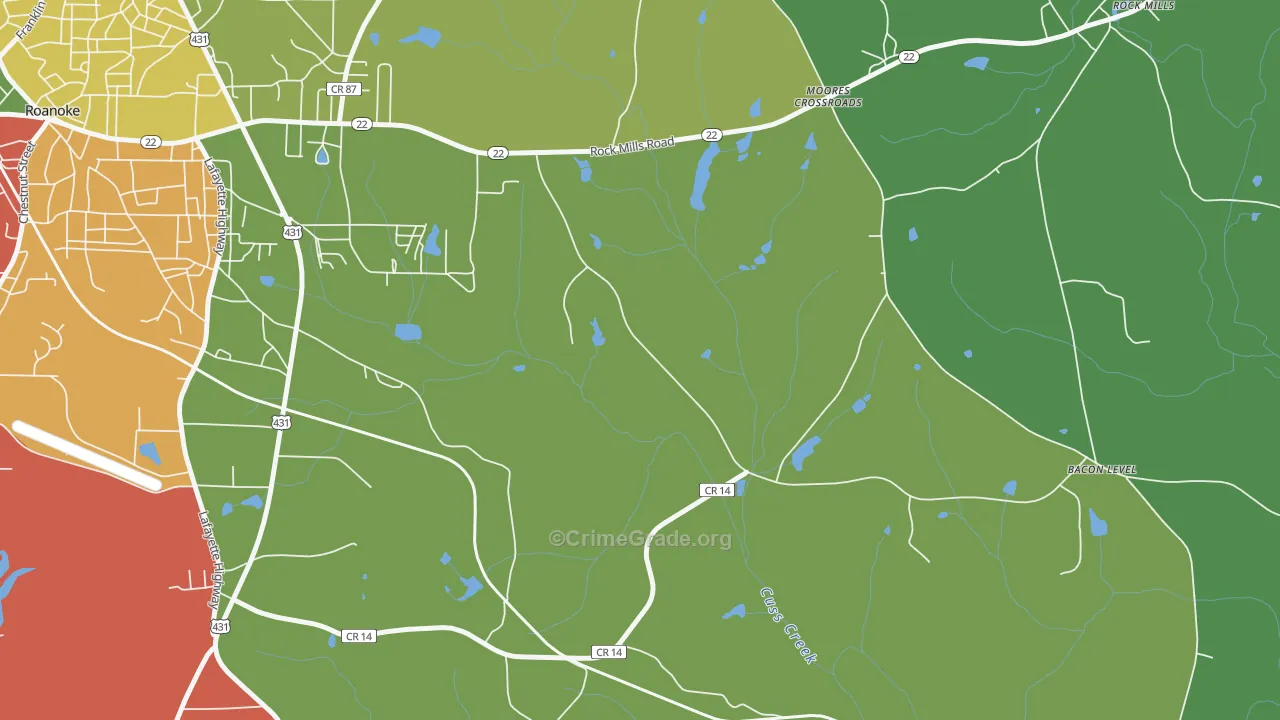 Moores Crossroads, AL Map of Vandalism Rates