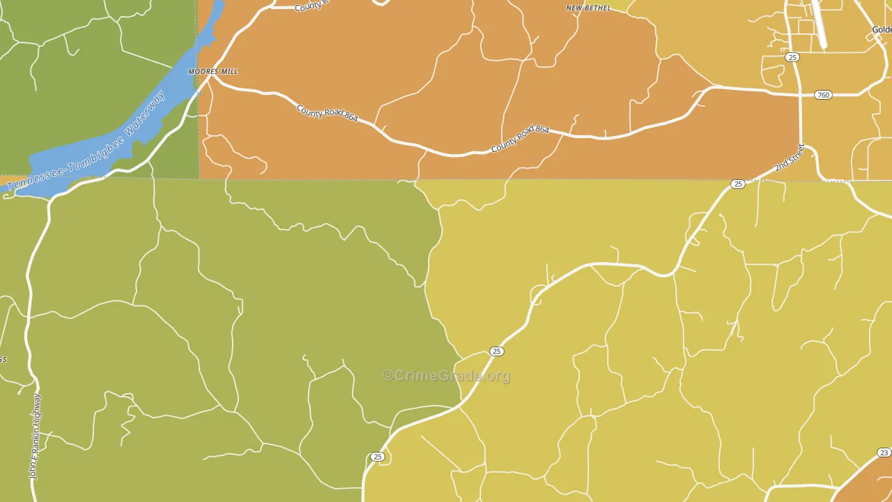 Moores Mill, MS Map of Vandalism Rates