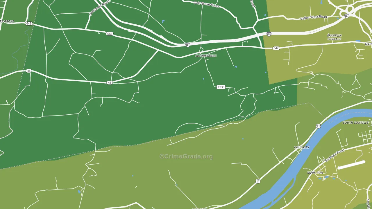 Mooresburg, PA Map of Vandalism Rates