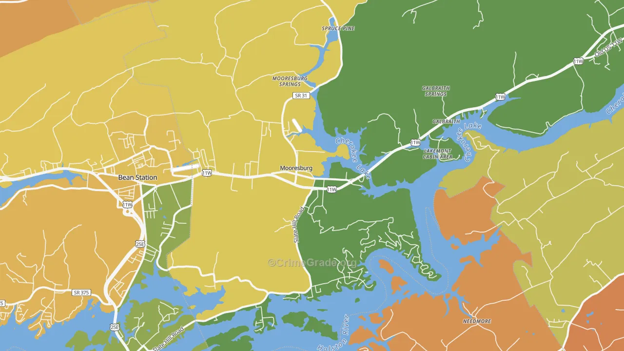 Mooresburg, TN Map of Vandalism Rates
