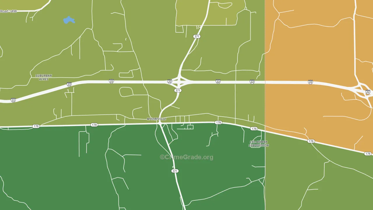 Mooresville, MS Map of Vandalism Rates