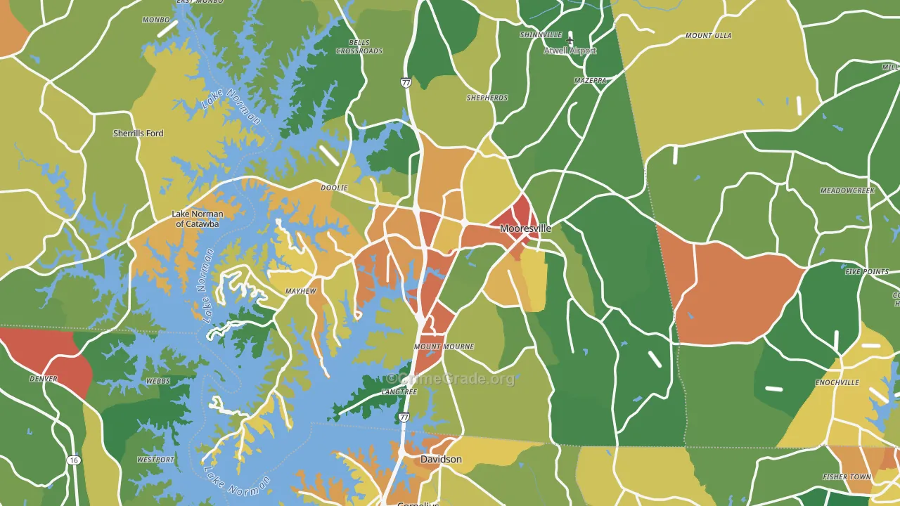 Mooresville, NC Map of Vandalism Rates