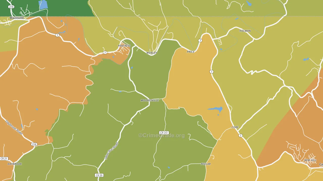 Mooresville, WV Map of Vandalism Rates