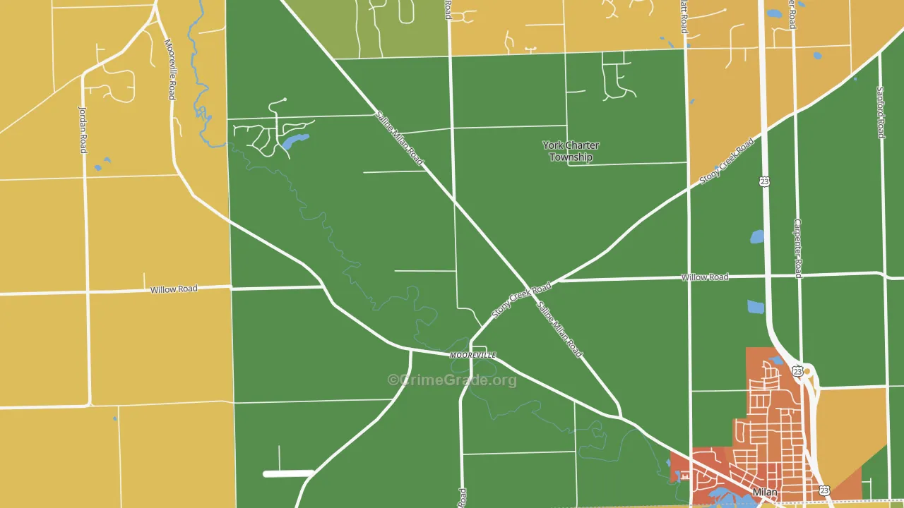 Mooreville, MI Map of Vandalism Rates