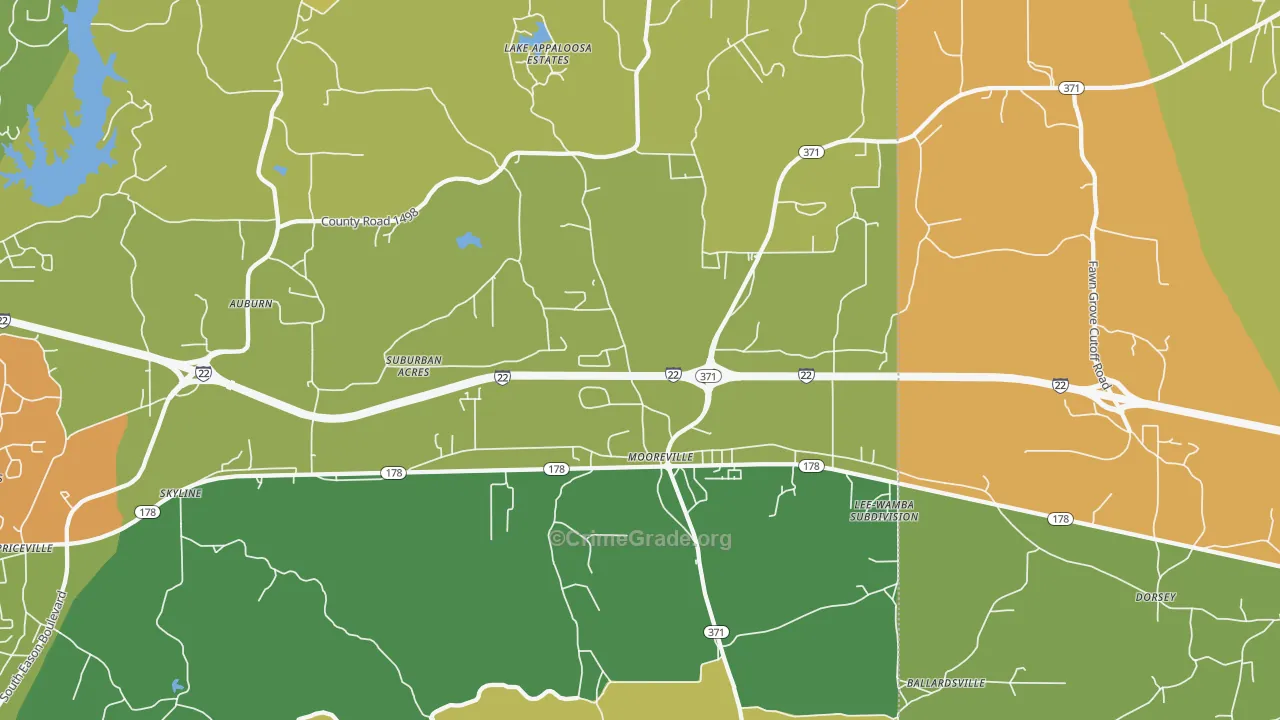 Mooreville, MS Map of Vandalism Rates