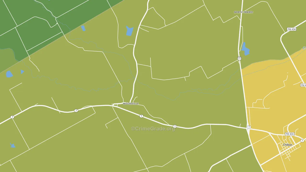 Mooreville, TX Map of Vandalism Rates