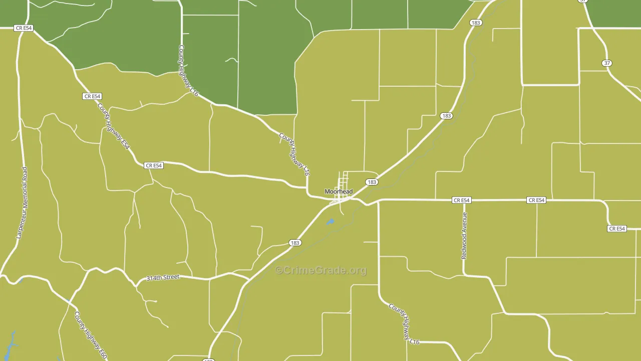 Moorhead, IA Map of Vandalism Rates