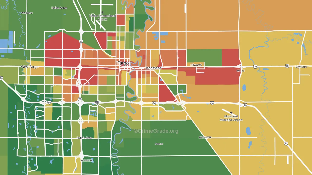 Moorhead, MN Map of Vandalism Rates
