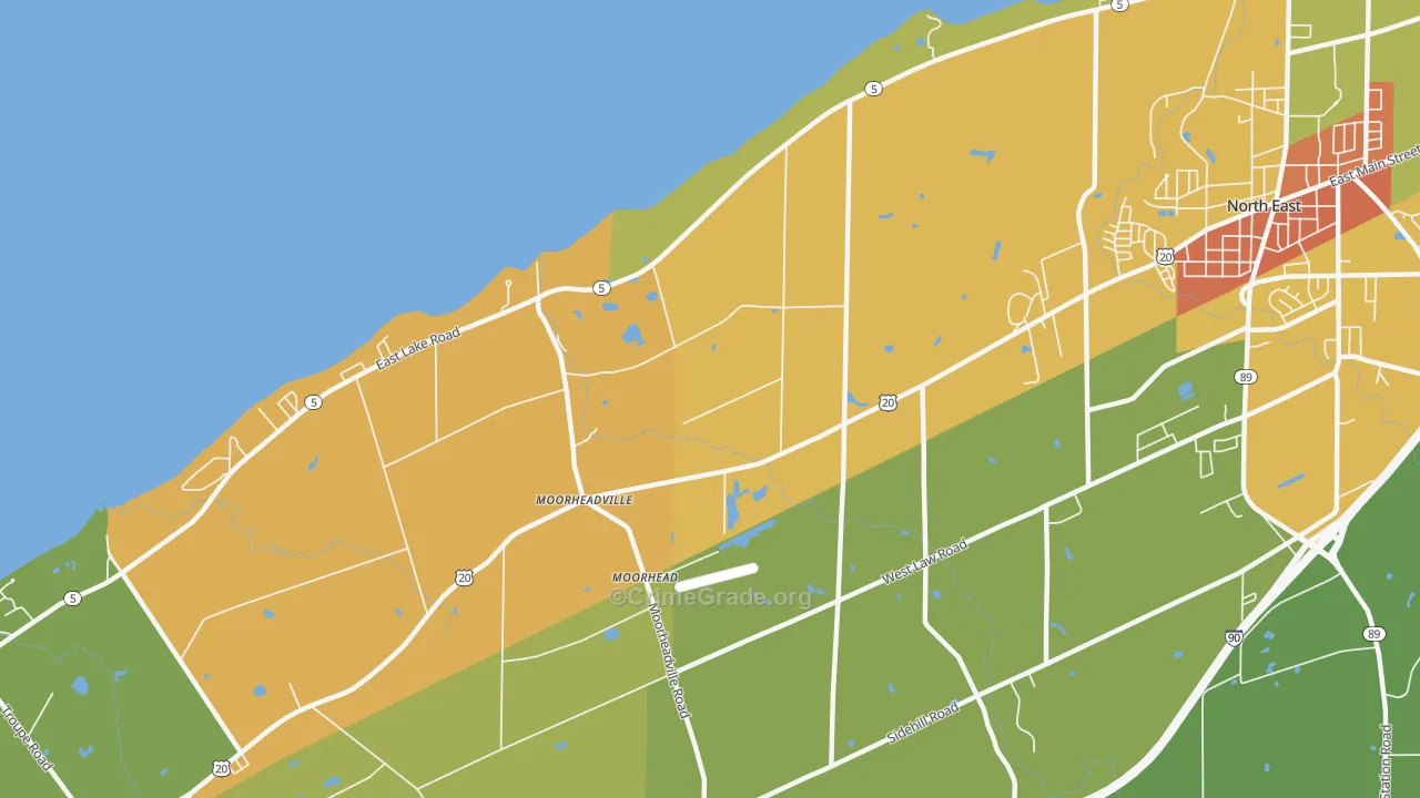 Moorheadville, PA Map of Vandalism Rates