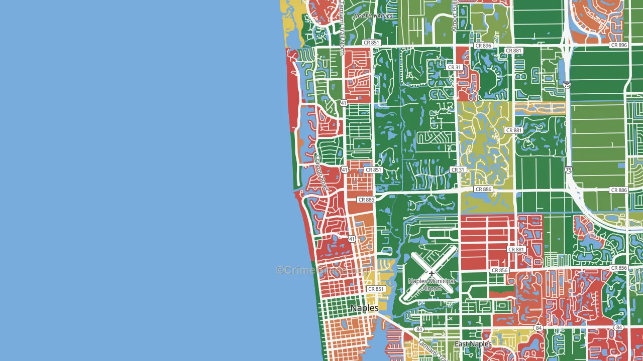 Moorings-Coquina Sands, Naples, FL Map of Vandalism Rates
