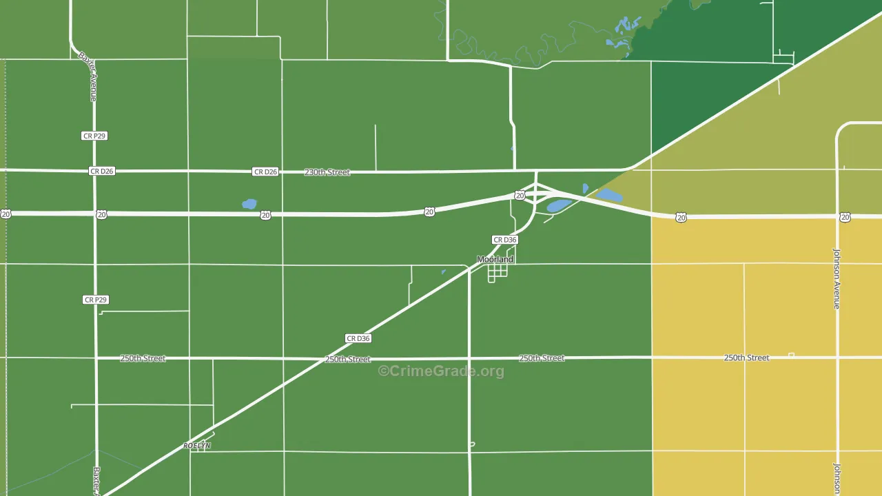 Moorland, IA Map of Vandalism Rates