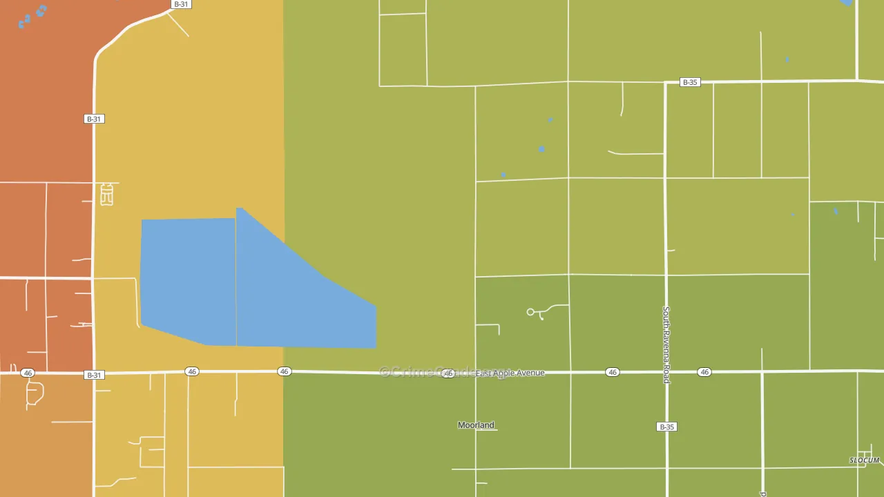 Moorland, MI Map of Vandalism Rates